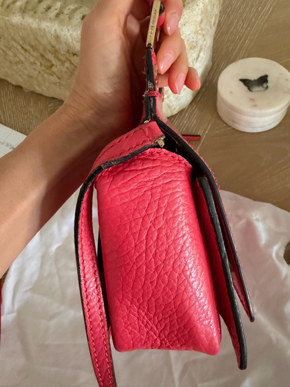 Jimmy Choo Hot Pink Leather Top-Handle Crossbody - Picture 14 of 16